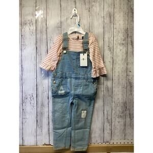 7 Of All Mankind Kids Romper Denim Pink Stripes Casual Fashion Size 24M NWT